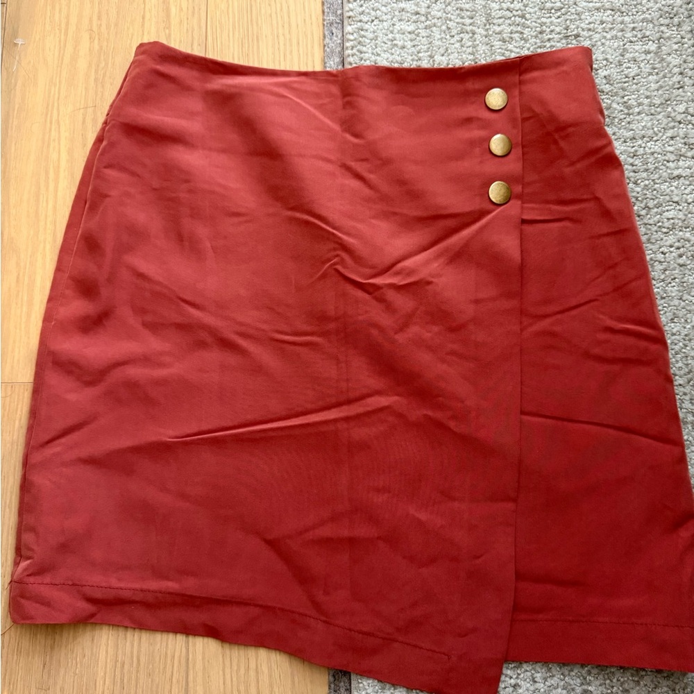 Red Asymmetrical Mini Pencil Skirt for Work